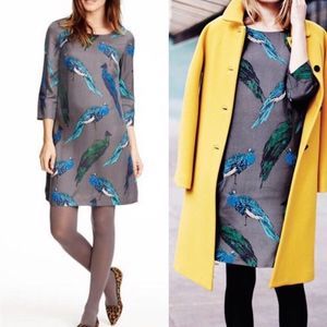 Boden Eliza Silk Blend Peacock Shift Dress